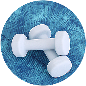 a picture of white dumbbells on a blue background