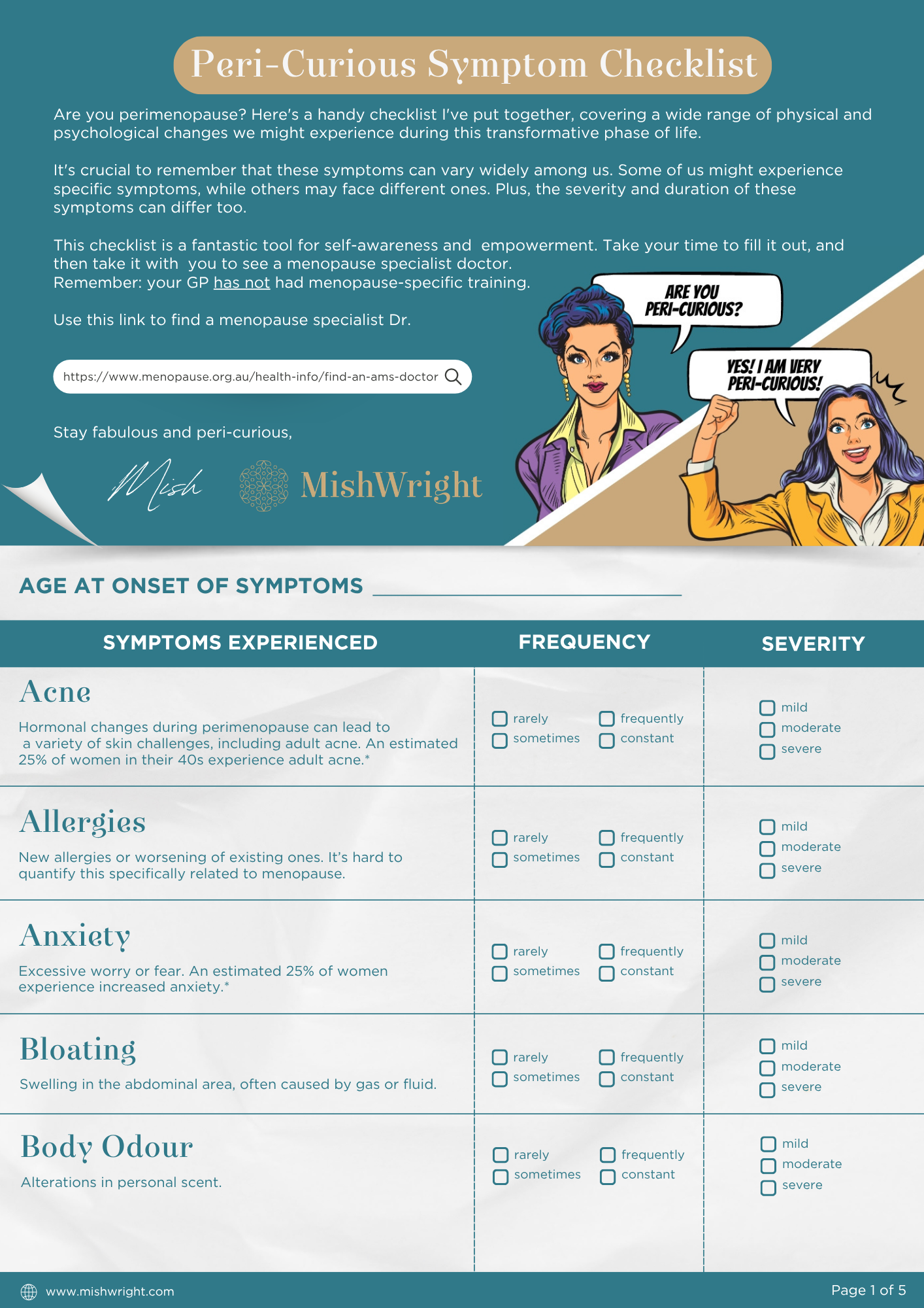 Peri-curious Symptom Checklist